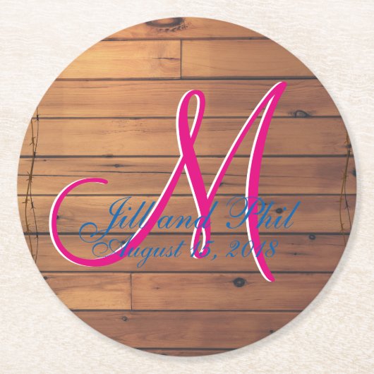 Barn Wall 3d Monogram Ronde Kartonnen Onderzetter (Voorkant)