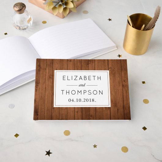 Barn Wall, houten planken, planken, echt huwelijk Gastenboek (Voorkant open)