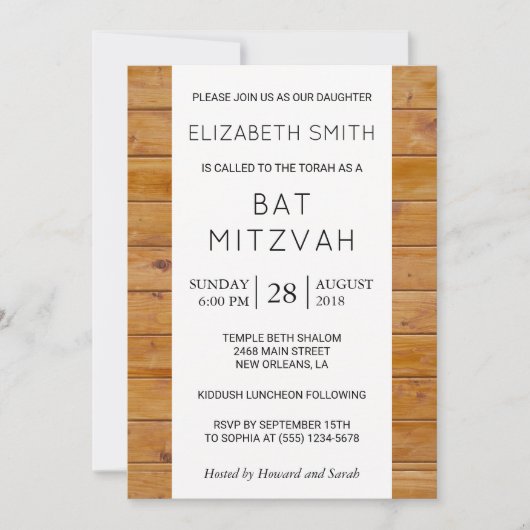 Barn Wall, Wooden Boards, Rustic Bat Mitzvah Kaart (Voorkant)