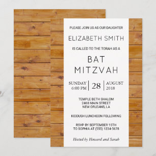 Barn Wall, Wooden Boards, Rustic Bat Mitzvah Kaart
