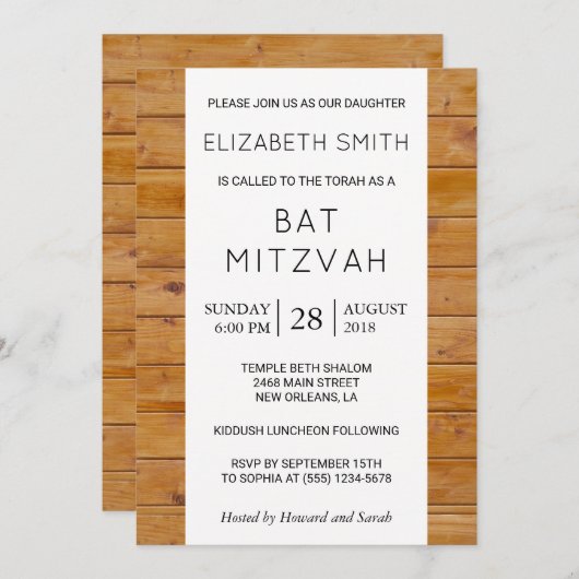Barn Wall, Wooden Boards, Rustic Bat Mitzvah Kaart (Voorkant / Achterkant)