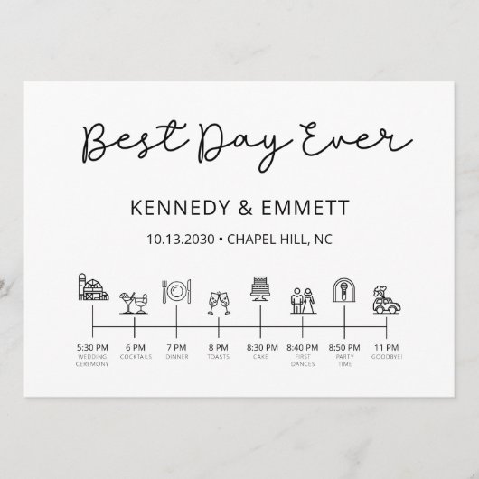 Barn Wedding Day Timeline Program Programmakaart