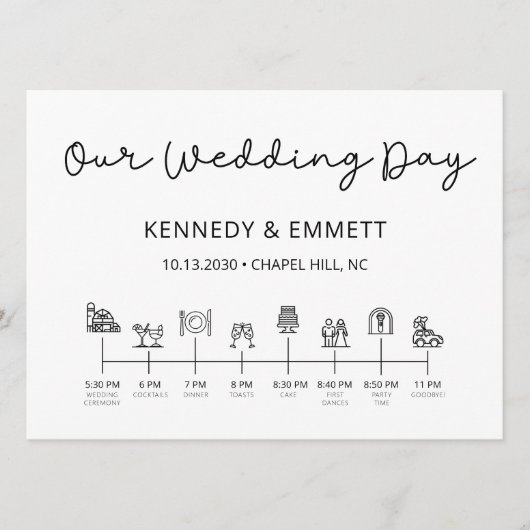Barn Wedding Day Timeline Program Programmakaart (Voorkant)
