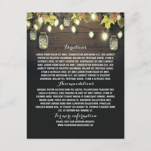 Barn Wedding Informatie Kaart met Mason Jars (Voorkant)