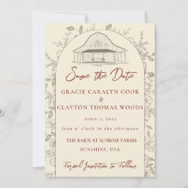 Barn Wedding Save the Dates Invitation Kaart