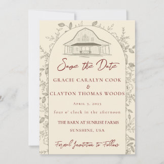 Barn Wedding Save the Dates Invitation Kaart