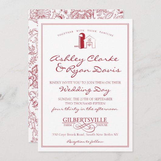 Barn Wedding Uitnodiging (Voorkant / Achterkant)