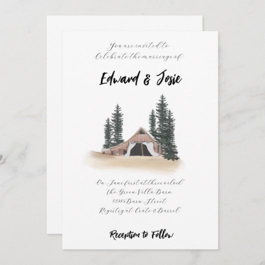 Barn Wedding Uitnodiging (Voorkant / Achterkant)