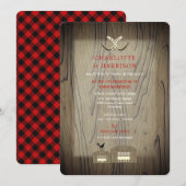 Barn Wedding Wood Red Buffalo Plaid Country Rustie Kaart (Voorkant / Achterkant)