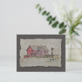 Barn Windmill en Cow Briefkaart (Staand voorkant)
