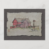 Barn Windmill en Cow Briefkaart (Voorkant)