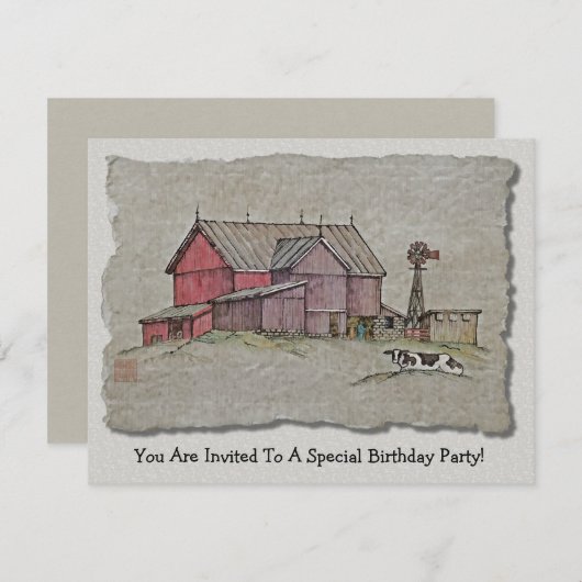 Barn Windmill en Cow Kaart (Voorkant / Achterkant)