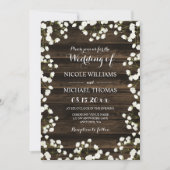 Barn Wood Baby's Breath Border Wedding Invitations Kaart (Voorkant)