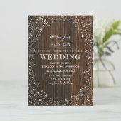 Barn Wood + Baby's Breath Kalligrafie Trouwen Kaart (Staand voorkant)