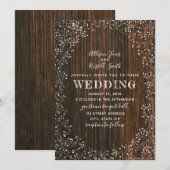 Barn Wood + Baby's Breath Kalligrafie Trouwen Kaart (Voorkant / Achterkant)