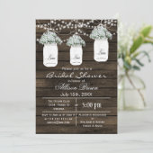 Barn wood babys Breath mason jarsbridal douche Kaart (Staand voorkant)