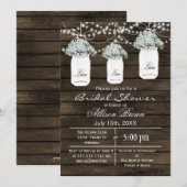 Barn wood babys Breath mason jarsbridal douche Kaart (Voorkant / Achterkant)