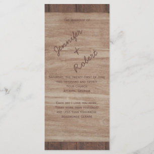 Barn Wood Beren Country Wedding Programme Programmakaart