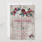 Barn Wood Bourgogne Green Christmas Dinner Party Kaart (Voorkant)