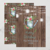 Barn Wood Brush Script Merry KerstFloral Feestdagenkaart (Voorkant / Achterkant)