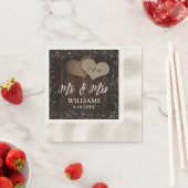 Barn Wood Burlap Hearts Mr & Mrs Wedding Servet (Insitu)