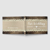 Barn Wood Burlap Lace Rustieke bruiloft gastenboek (Volledig)