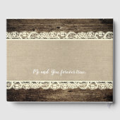 Barn Wood Burlap Lace Rustieke bruiloft gastenboek (Achterkant)