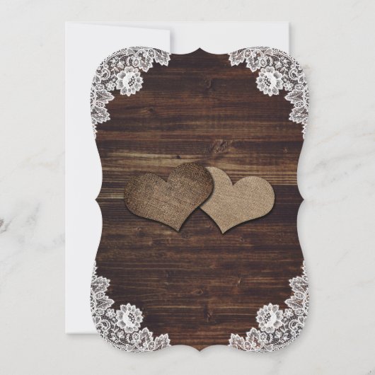 Barn Wood Burlap Lace String Lights Trouwfoto Save The Date (Achterkant)