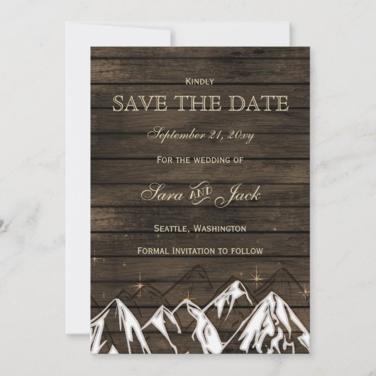 Barn wood Camping Rustic Mountains redden de datum Save The Date (Voorkant)