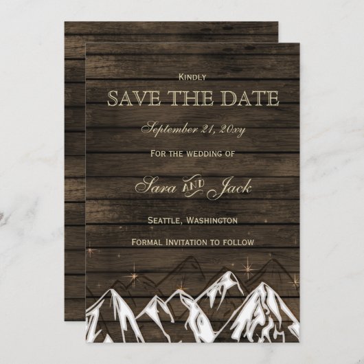 Barn wood Camping Rustic Mountains redden de datum Save The Date (Voorkant / Achterkant)