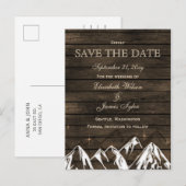 Barn wood Camping Rustic Mountains Save the Date Aankondigingskaart (Voorkant / Achterkant)