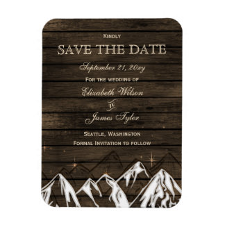 Barn wood Camping Rustic Mountains Save the Date Magneet