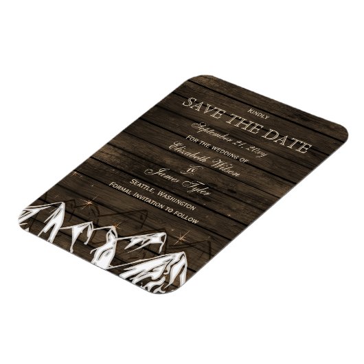 Barn wood Camping Rustic Mountains Save the Date Magneet (Linkerzijde)