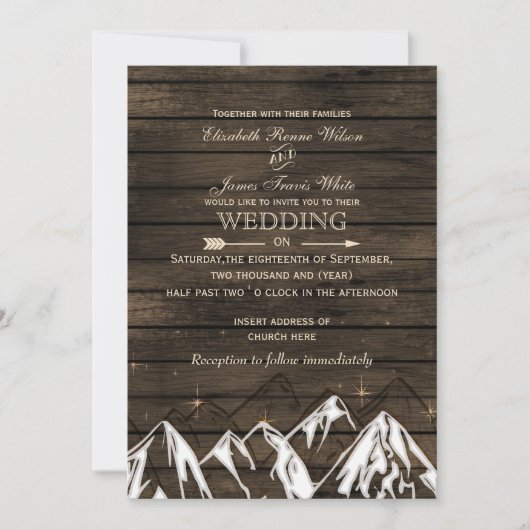 Barn wood Camping Rustic Mountains Wedding Kaart (Voorkant)
