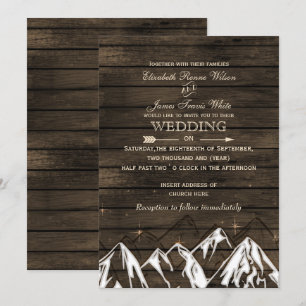 Barn wood Camping Rustic Mountains Wedding Kaart