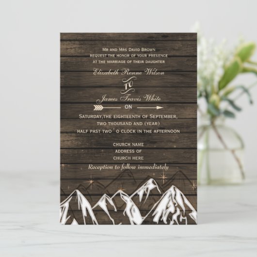 Barn wood Camping Rustic Mountains Wedding Kaart (Staand voorkant)