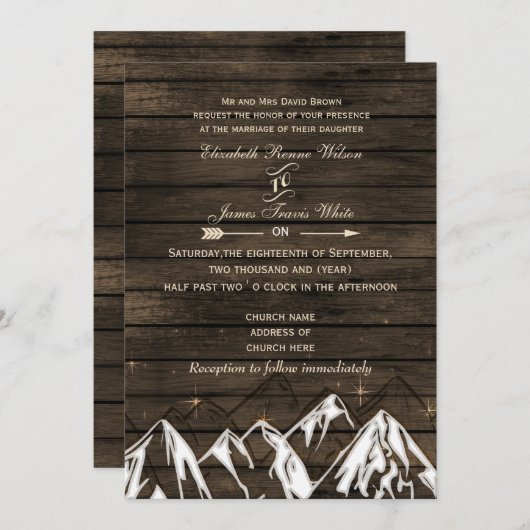 Barn wood Camping Rustic Mountains Wedding Kaart (Voorkant / Achterkant)
