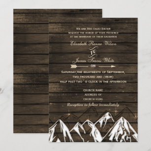 Barn wood Camping Rustic Mountains Wedding Kaart
