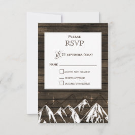 Barn wood Camping Rustic Mountains Wedding rsvp Kaartje