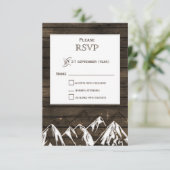 Barn wood Camping Rustic Mountains Wedding rsvp Kaartje (Staand voorkant)