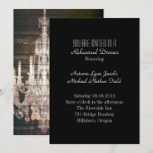 Barn Wood Chandelier Wedding Rehearsal Dinner Kaart (Voorkant / Achterkant)