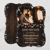 Barn Wood Christmas Lights Country Holiday Wedding Save The Date (Voorkant / Achterkant)