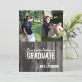 Barn Wood Country Afstudeerder Twin Foto Kaart (Staand voorkant)