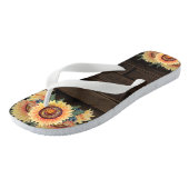 Barn Wood Country Rustic Mason Jar Sunflower Teenslippers (Schuin)