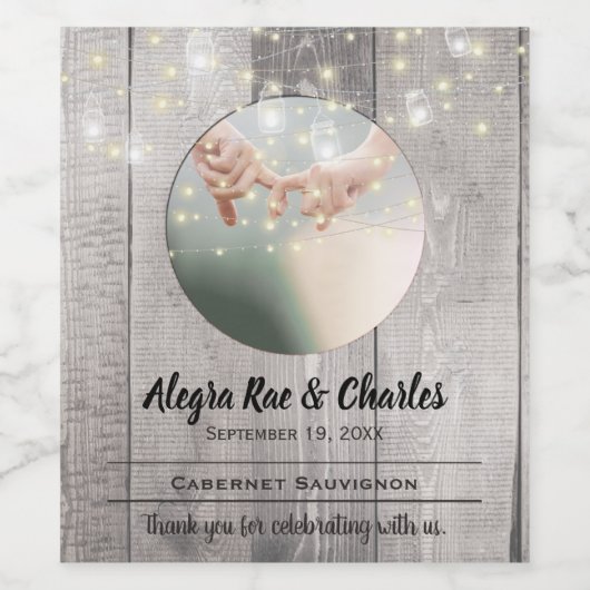 Barn Wood De naam van je fotodatum bruiloft Wijn Etiket (Enkel label)