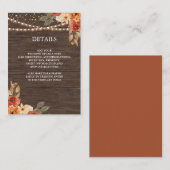 Barn Wood Earthy Floral Terracotta Wedding Details Informatiekaartje (Voorkant / Achterkant)