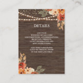 Barn Wood Earthy Floral Terracotta Wedding Details Informatiekaartje (Voorkant)
