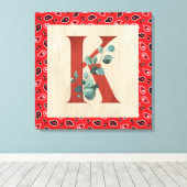 Barn Wood en Bandana Letter K Canvas afdrukken (Insitu (Houten vloer))