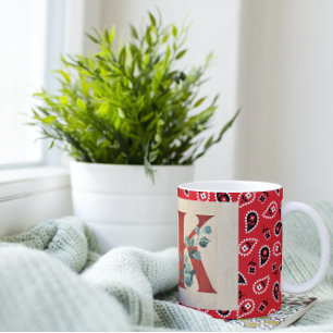 Barn Wood en Bandana Letter K Grote Koffiekop