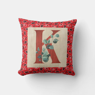 Barn Wood en Bandana Letter K Kussen